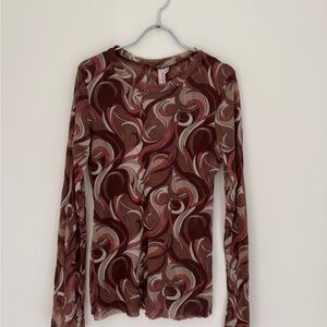 Sweet Pea Red Fitted Blouse with Long Sleeves